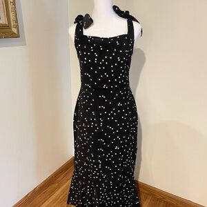 SHEIN Black and White Polka Dot Midi Dress